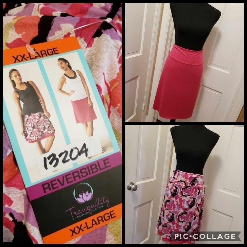 NWT Colorado Clothing Company Henna Flower Reversible Skirt size XXL, colorful